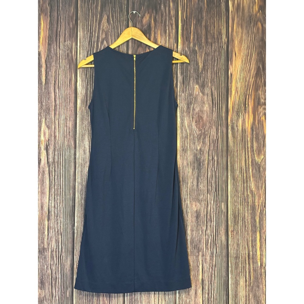 Lilly Pulitzer Sheath Dress Womens M Navy Blue Mesh Soutache Ribbon Sleeveless - Picture 3 of 16